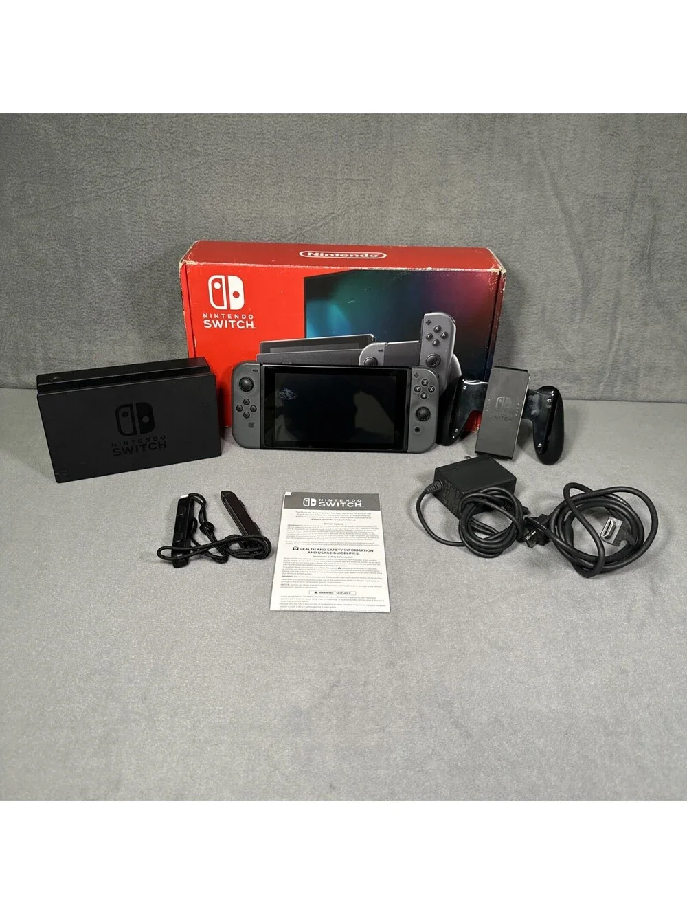 Nintendo Switch 32GB Console (HAC-001) with Gray Joy-Cons + Satisfye Grip Pro